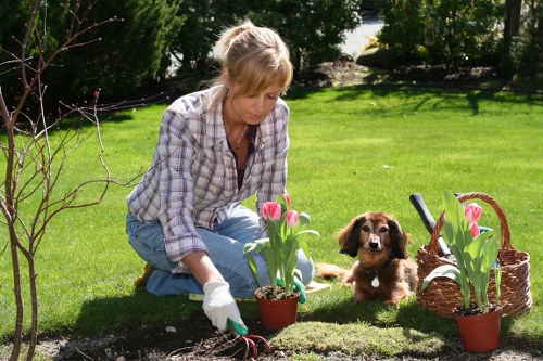 Separated garden waste and hard materials for recycling